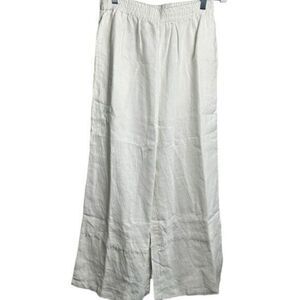 NWT Holiday Women’s White Linen Wide Leg Cropped Trouser Pants - Size Small
